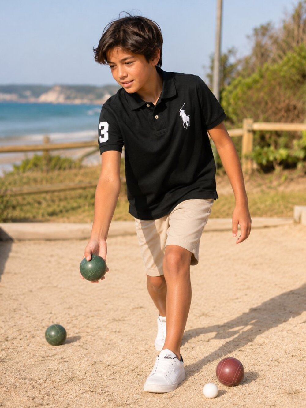 Polo Ralph Lauren Boys Big Pony Polo Shirt Black Size 7